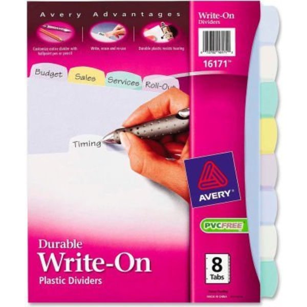 Avery Dennison Avery Translucent Durable Write-on Divider, 8.5"x11", 8 Tabs, Clear/Multicolor 16171